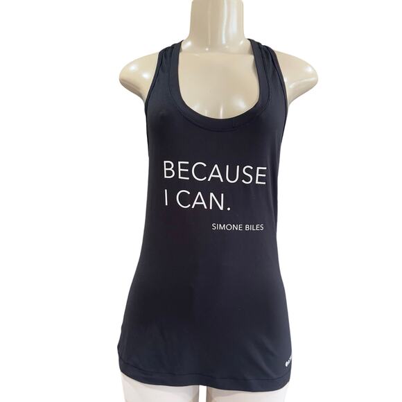 Athleta Nitro Tank Black BECAUSE I CAN Simone Biles Top Active Gymnastic Medium - Picture 1 of 7